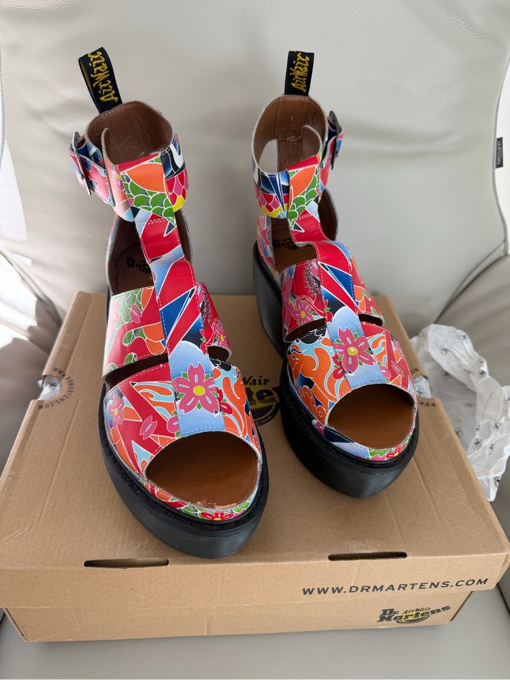 Dr. Martens Multicolor Floral Platform Sandals